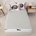 thumbnail image 4 of Homewish Letter B Baseball Player Print Zipper Twin Comforter Sets with Fitted Sheet and 2 Pillowcases,Sports Monogram Zipper Bedding Set For Kids Boys And Girls,Reversible,4-Piece, 4 of 7