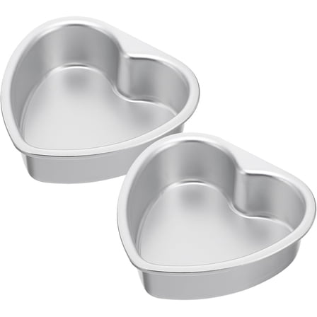 ABCISI 2Pcs Heart Shaped Cake Pans, 4 Inch Aluminum Small Heart Cake Tin Molds with Removable Bottom, Baking Pans for Party Birthday Wedding Christmas Valentine's Day