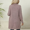 thumbnail image 3 of Womens Casual Fleece Mid Long Sweater Cardigans with Pockets Collared Lightweight Soft Warm Fashion Long Jacket (Medium, Purple), 3 of 5