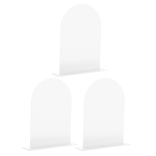 3 piezas de letreros de mesa de arco acrílico con soportes, hoja de letrero de arco en blanco para tarjetas de nombre, decoración de bodas, fiestas, aniversarios y eventos, color blanco