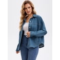 thumbnail image 2 of DARING DIVA Women's Long Sleeve Button Down Pockets Western Denim Jacket L Dark Blue, 2 of 7