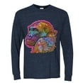 thumbnail image 3 of Colorful Neon Gorilla | Dean Russo Art Animal Lover Mens Long Sleeve Shirt, Vintage Heather Navy, XX-Large, 3 of 6