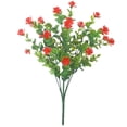thumbnail image 3 of Ramo de rosas artificiales con hojas de eucalipto, plantas de vegetación de plástico rojo, 3 of 7