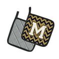 thumbnail image 2 of Letter M Chevron Navy Blue and Gold Pair of Pot Holders, 2 of 2