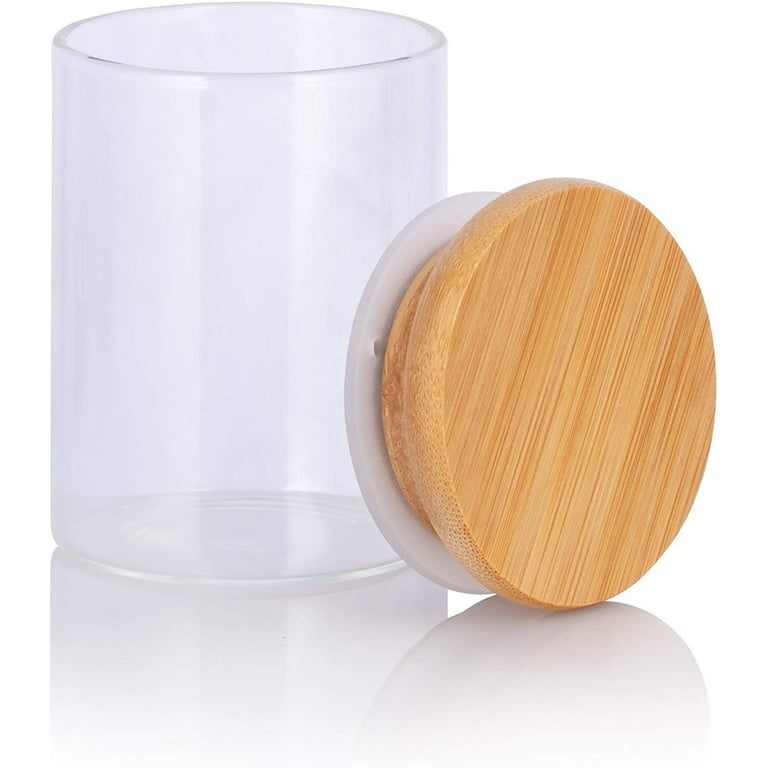 JUVITUS 10 oz Clear Glass Jar with Bamboo Silicone Sealed Lid (Single)