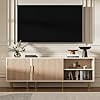 Combined Modern TV Stand For 55/60/66Inch TV,Small Entertainment Center With Adjustable Shelf,TV Media Stand With Storage Cabinet, TV Console With Gold Legs For Living Room,Bedroom,Oak
