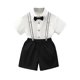 thumbnail image 1 of Odeerbi Chicos 4 Piezas Caballero Traje Formal Preppy Vestido de Manga Corta Camisa de Vestido + Traje Pantalones Cortos + Colgantes + Corbata Colegial Conjunto de Uniforme, 1 of 9