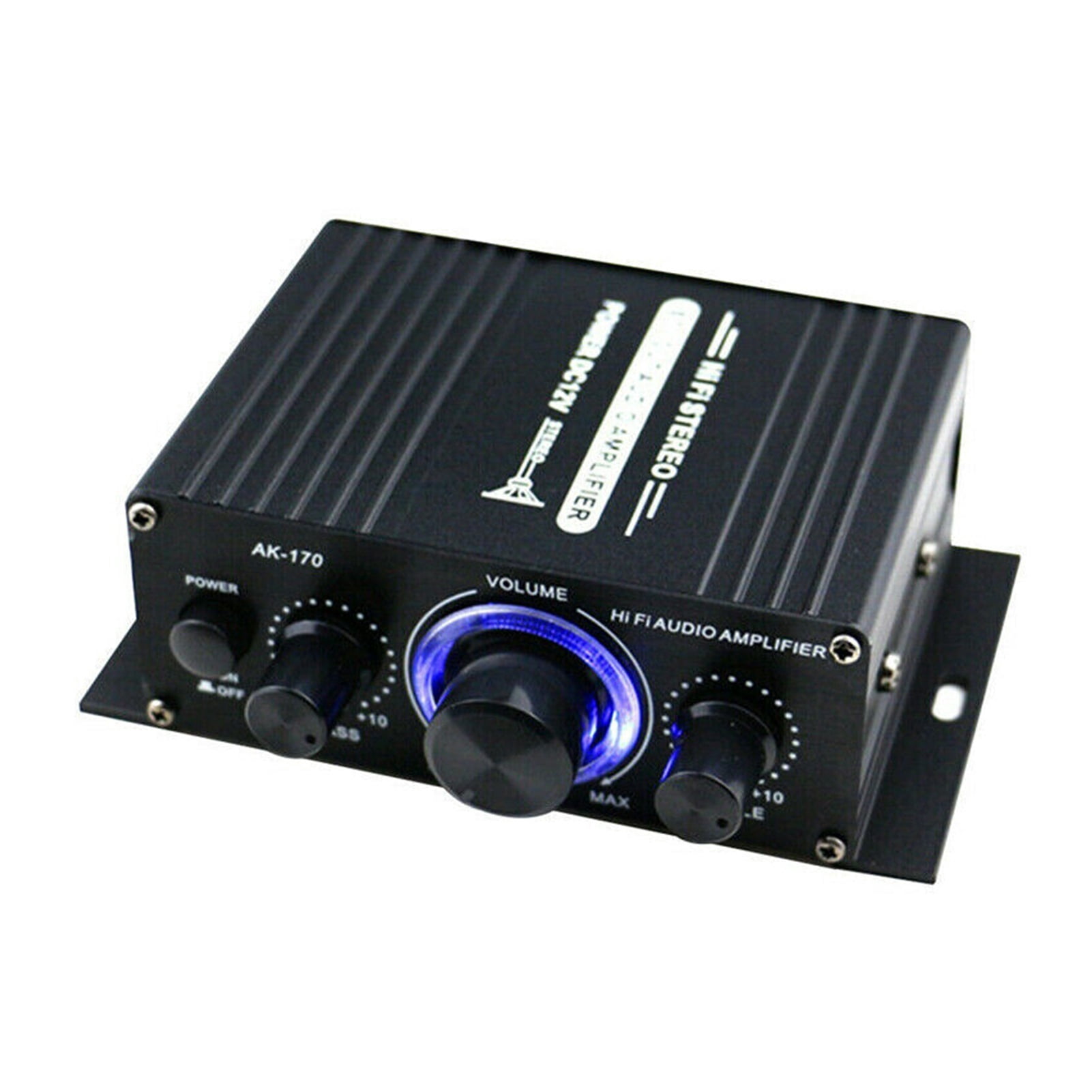 AK170 12V Mini Power Amplifier Digital Receiver AMP Dual Channel 20W+20W Bass Treble Volume Control For Car Home USE ,Small Footprint
