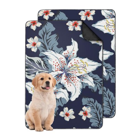 Dog Potty Pads Reusable with Tropical Plants Washable Non-Skid Absorbent Pad with Stay-Put Backing for Home Use (Hawaiian plant patterns 24 x35 )