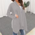 thumbnail image 7 of Jxximdong Cardigans for Women, Lightweight Knit Loose Long Sleeve Sweater Casual Soft Drape Open Front Fall Coats, Women's Bolero Shrugs Gray, 7 of 7