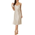 thumbnail image 2 of INSPIRE CHIC Women's Satin Nightdress Sleeveless Backless Slit Silky Midi Nightgown S Champagne, 2 of 6