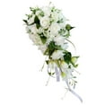 thumbnail image 1 of facefd Wedding Bride Bridal Waterfall Hand Bouquet Artificial Hand Rose Flower, 1 of 5