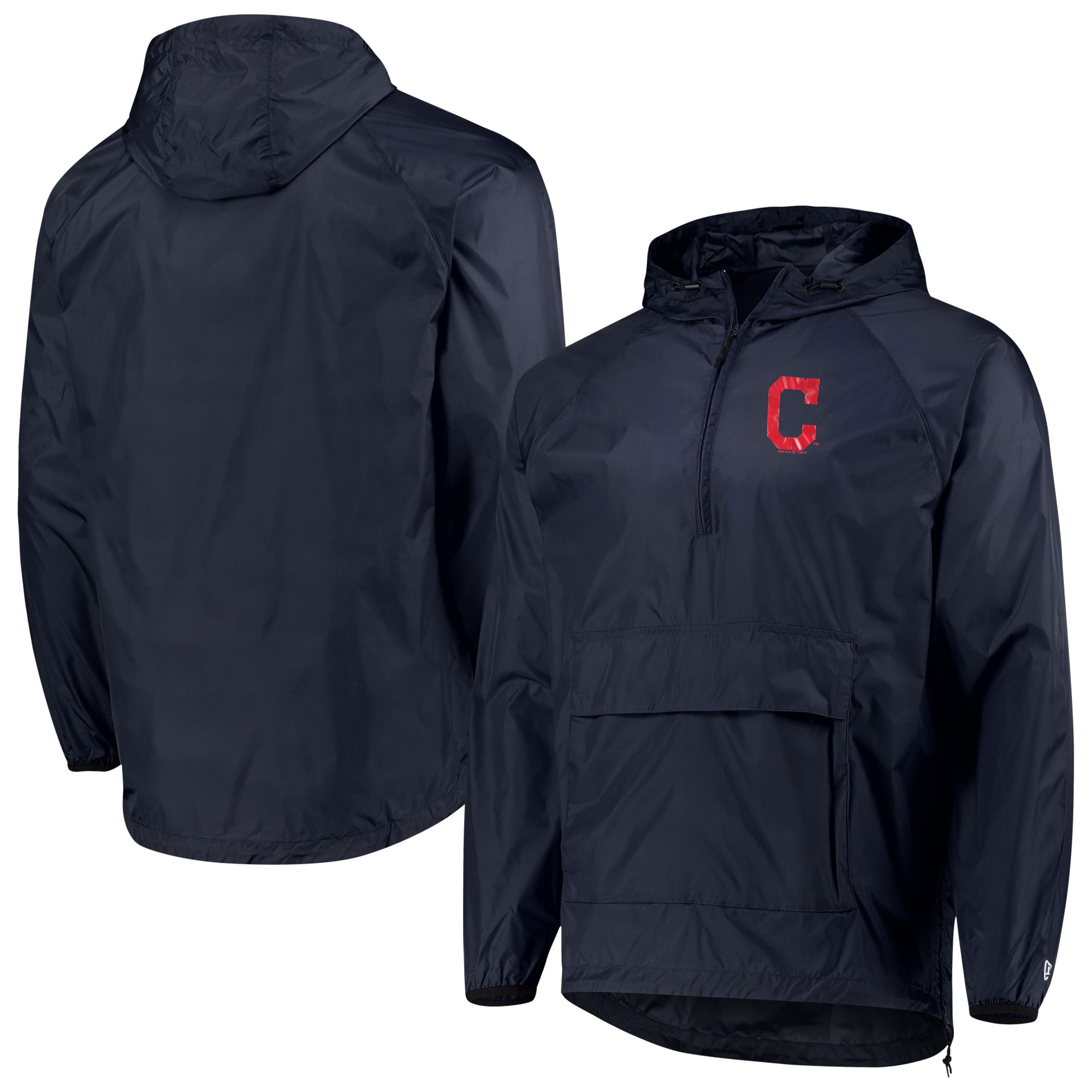Cleveland Indians New Era Anorak Packable 1/4-Zip Hoodie Jacket - Navy ...