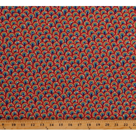 Cotton Rainbows Packed Sparkle-Look Colorful Over the Rainbow Cotton Fabric Print by the Yard (A578-3)