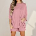 thumbnail image 2 of Camiseta básica para mujer y pantalones cortos cintura elástica de gran tamaño FLhrweasw Nuevo, 2 of 9