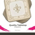 thumbnail image 2 of Pimpernel FDC-Fleur de LYS Coasters - Set of 6 (4” x 4”), Cork Backing, Elegant Fleur de LYS Design, Easy to Clean, Stylish Coasters for Dining, Kitchen, & Table Use - Heat & Stain Resistant, 2 of 7