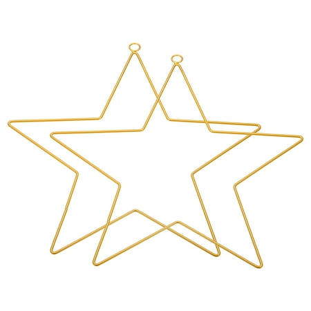 Uxcell 30cm Dream Catcher Rings, 2Pcs Metal Star Shape Macrame Wreath Floral Ring Hoop for Home DIY Craft, Gold Tone