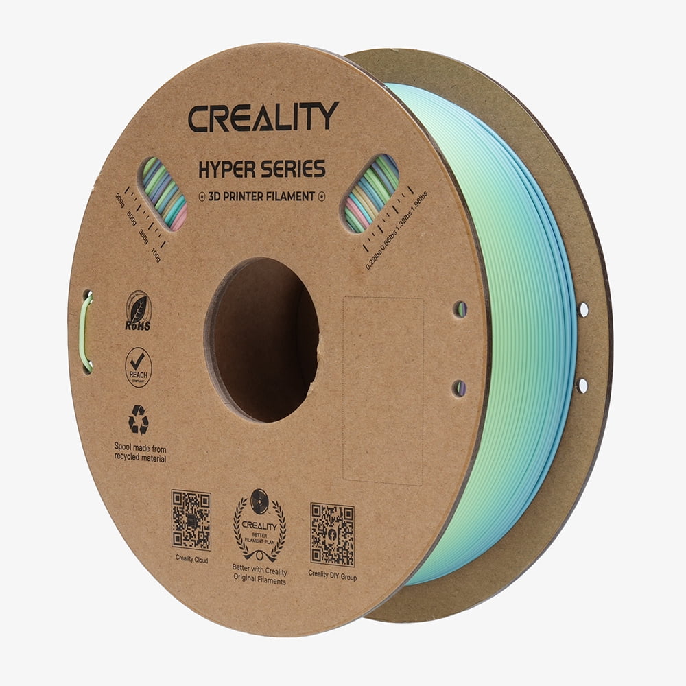 Creality Hyper Rainbow PLA 3D Printing Filament Smooth Vibrant Gradients 300mm/s Printing Speed 2.2lb-Spring Lake