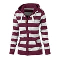 thumbnail image 2 of Edvintorg Zip Up Hoodie Women Fashion Striped Print Comfort Sweatshirts Casual Jackets with Pocket 2025 Fall Winter Clothes Multicolor XL, 2 of 5