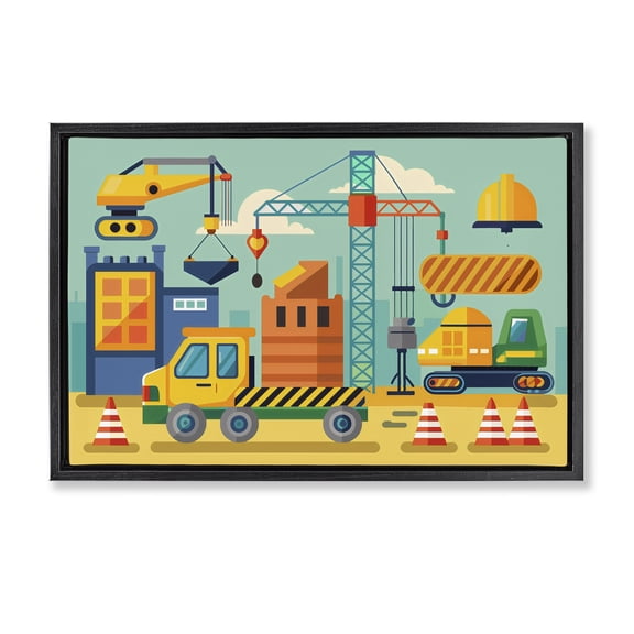 Stupell Industries Industrial Construction Site Black Framed Floater Canvas Wall Art, design by Creative Studio