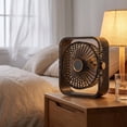 thumbnail image 6 of Homellea Black Rechargeable Desk Fan, Portable Square Personal Fan with LED Night Light and Adjustable Stand for Office, Bedroom, Dorm, Vanity, Table and Summer Travel, 6 of 8