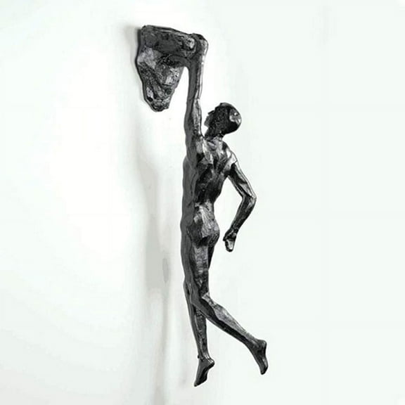 Resin Climbing Man Wall Sculptures Creative Hand-Finished Sculpture Figurine for Bar/Home/Office Art Decor (Rock Grab)