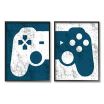 Stupell Industries Video Gaming Controller Silhouette Graphic Art Black Framed Art Print Wall Art, Set of 2, Design by Kim Allen