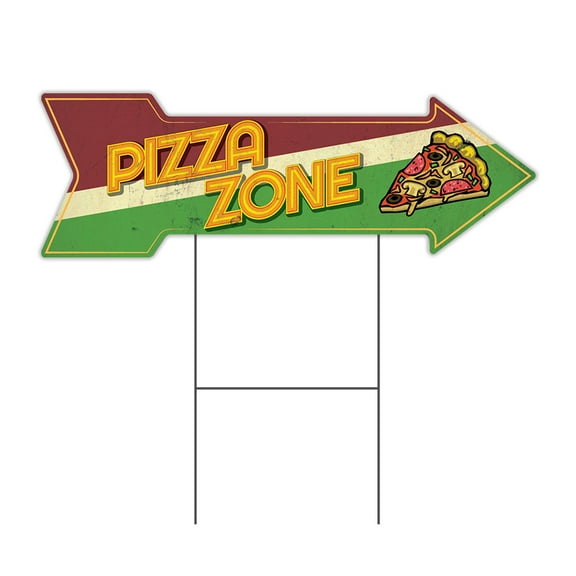 SignMission C-ARROW10-DS-999668 10 x 30 in. Corrugated Plastic Double Sided Arrow Sign - Pizza Zone