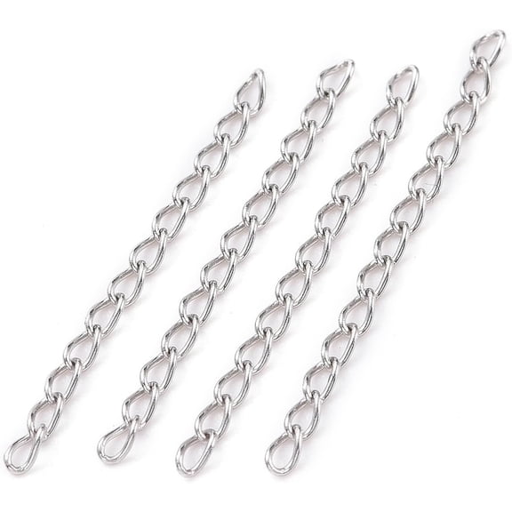 100Pcs Curb Chains Extender Removable Chain Stainless Steel Extension Tails Chain DIY Jewelry Making for Necklace Bracelet Anklet Key Chain