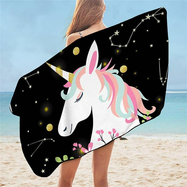 Toalla de baño para niños de unicornio YONGSHENG toalla de playa de microfibra morado floral 75 x 150 pulgadas