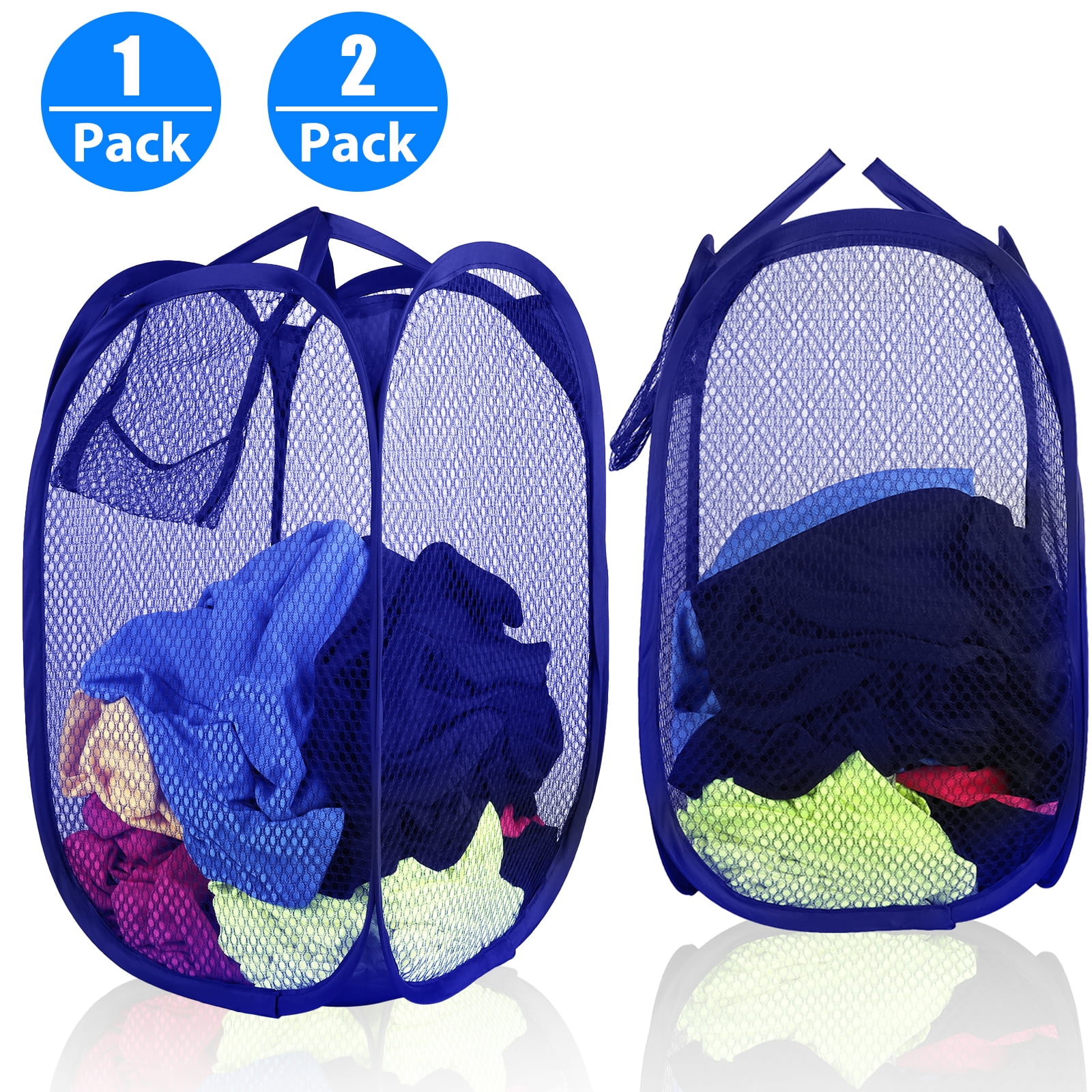 with Portable Black 2 Packs Mesh Pop up Laundry Hamper Collapsible for Storage College Dorm or Travel Foldable Pop-Up Laundry Bags for Kids Room Durable Handles