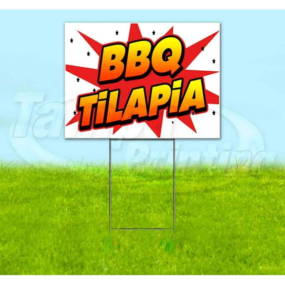 Wbg Bbq Tilapia (18" x 24") Yard Sign, Includes Metal Step Stake
