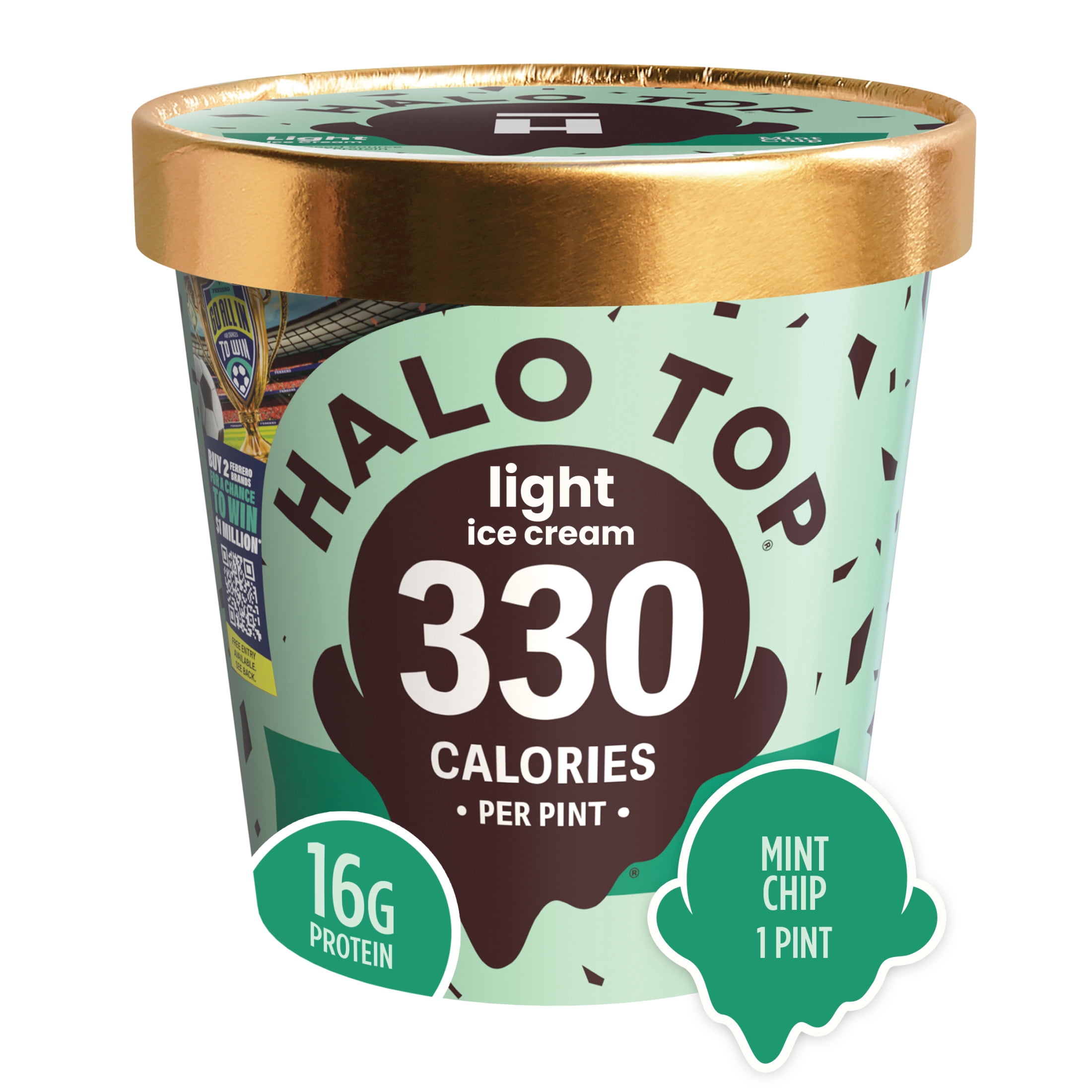 Halo Top Mint Chip Light Ice Cream, 16 fl oz Pint