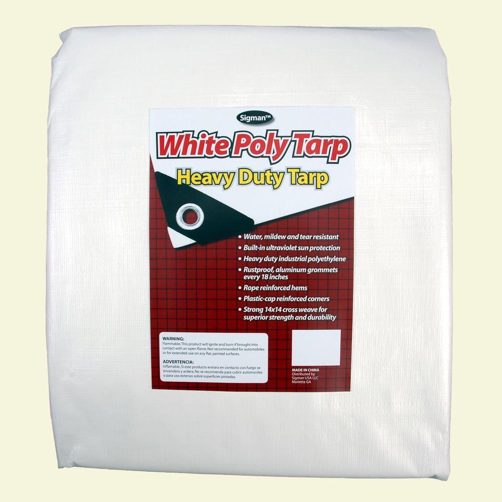 Windscreen4less 8' x 10' Heavy Duty 10 Mil Waterproof White Poly Tarp