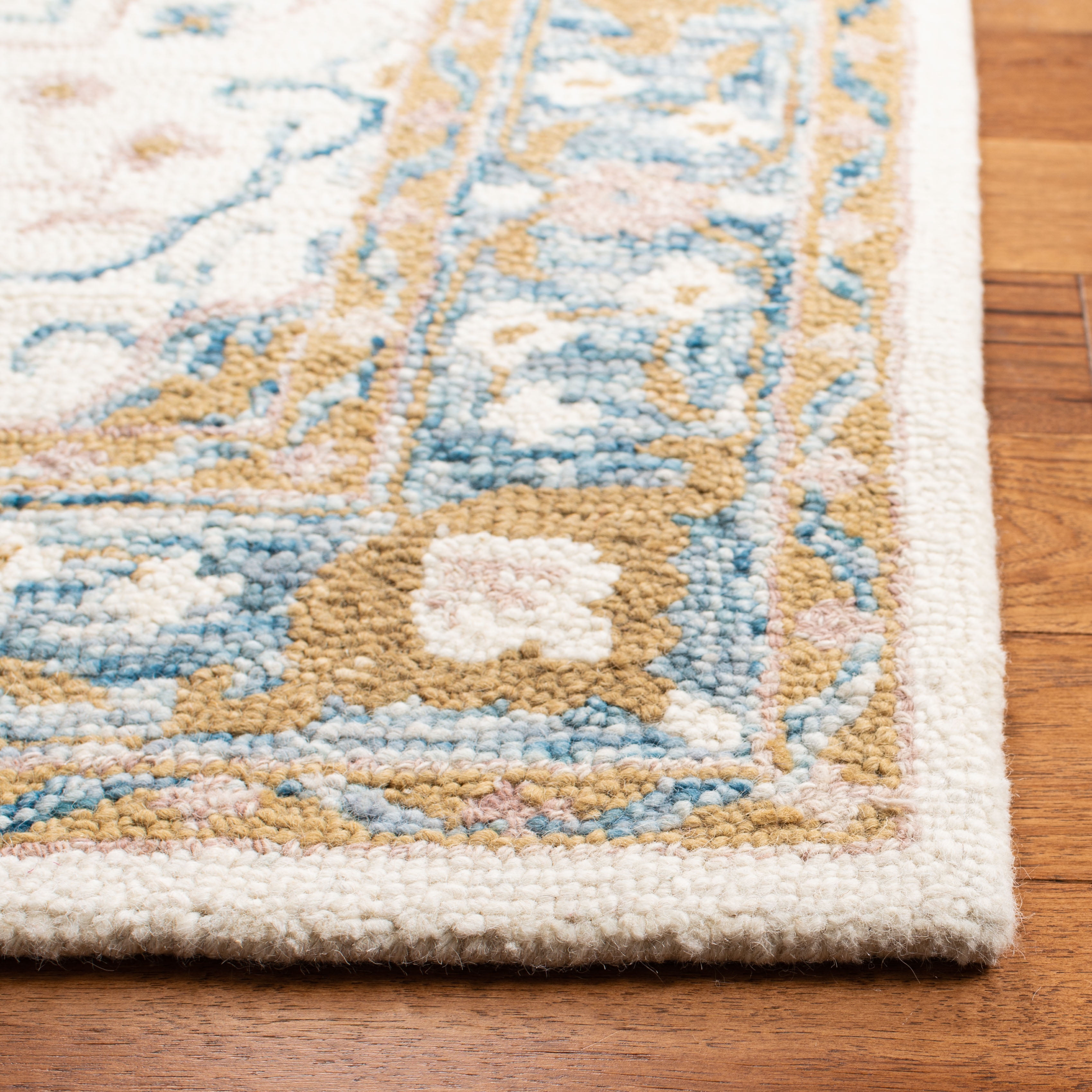 SAFAVIEH Micro-Loop Byron Geometric Striped Runner Rug, Ivory/Blue, 2'3" x 7'