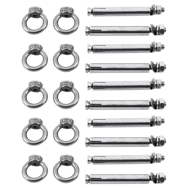 10 Piezas de Pernos de Anclaje de Acero Inoxidable Estilo Crudo M6 x 82 mm, Plata