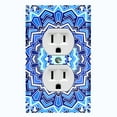 thumbnail image 1 of Metal Light Switch Plate Cover Teal Blue Mandala Icy Flower Tile Pattern MDL048, 1 of 13