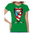 thumbnail image 1 of Awkward Styles Women's Tuxedo American Flag Graphic T-shirt Tops USA Patriotic, 1 of 4
