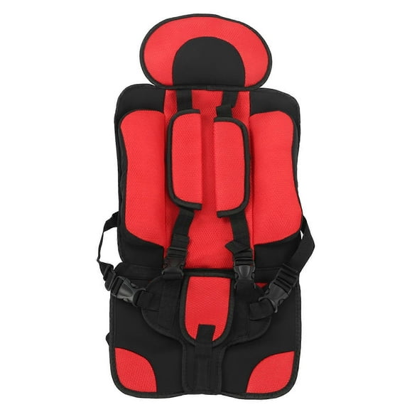 Children Safety Seat Simple Car Portable Seat Foldable Adjustable Strap Travel Accessories Protective Seat Red