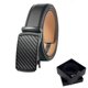 thumbnail image 1 of Black Men's Belt, Leather Ratchet Belt for Men Dress 120cm,Trim to Fit, 1 of 5