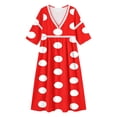 thumbnail image 5 of Edvintorg Long Dresses for Women Casual Plus Size Fashion Printed 3/4 Sleeve V Neck Casual Dress Womans Clothes S-3XL Red, 5 of 6