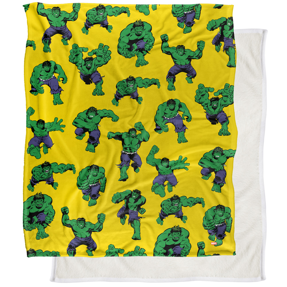 Hulk Blanket, 50"x60" Pose Collage Silky Touch Sherpa Back Super Soft