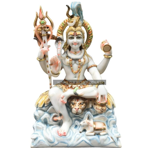 Shiva Statue Murti Large 18 inches Mahadev Idol Shankar Sculpture Bholenath Hindu Religious God Shiv Statue Marble God of Yoga Dance Meditation Perfect for Yoga Studios & Home Temple Housewarming Gift