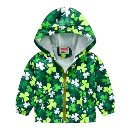 

Hbdhejl Coat For Boys Kids Baby Windproof Coat Hooded Print Zipper Grils Autumn Jacket Coat Jacket Green 12-18 Months