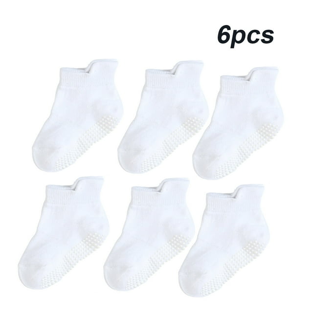 6 Pieces Kids Stockings Socks with Nice Elasticity Comfortable Wearing Simple Style Good Craftsmanship Hose Keep Crawing white 8-10