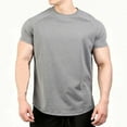 thumbnail image 2 of UVEASISHA Summer Raglan Tshirt for Men Short Sleeve Fitness Muscle T Shirt Stretch Quick Dry Sports Running Tee Tops Gray S, 2 of 7