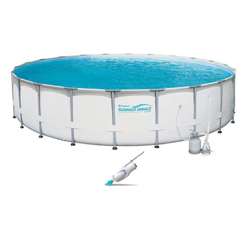 Summer Waves Elite 24' Ft. Metal Frame Pool Set w/ Sand