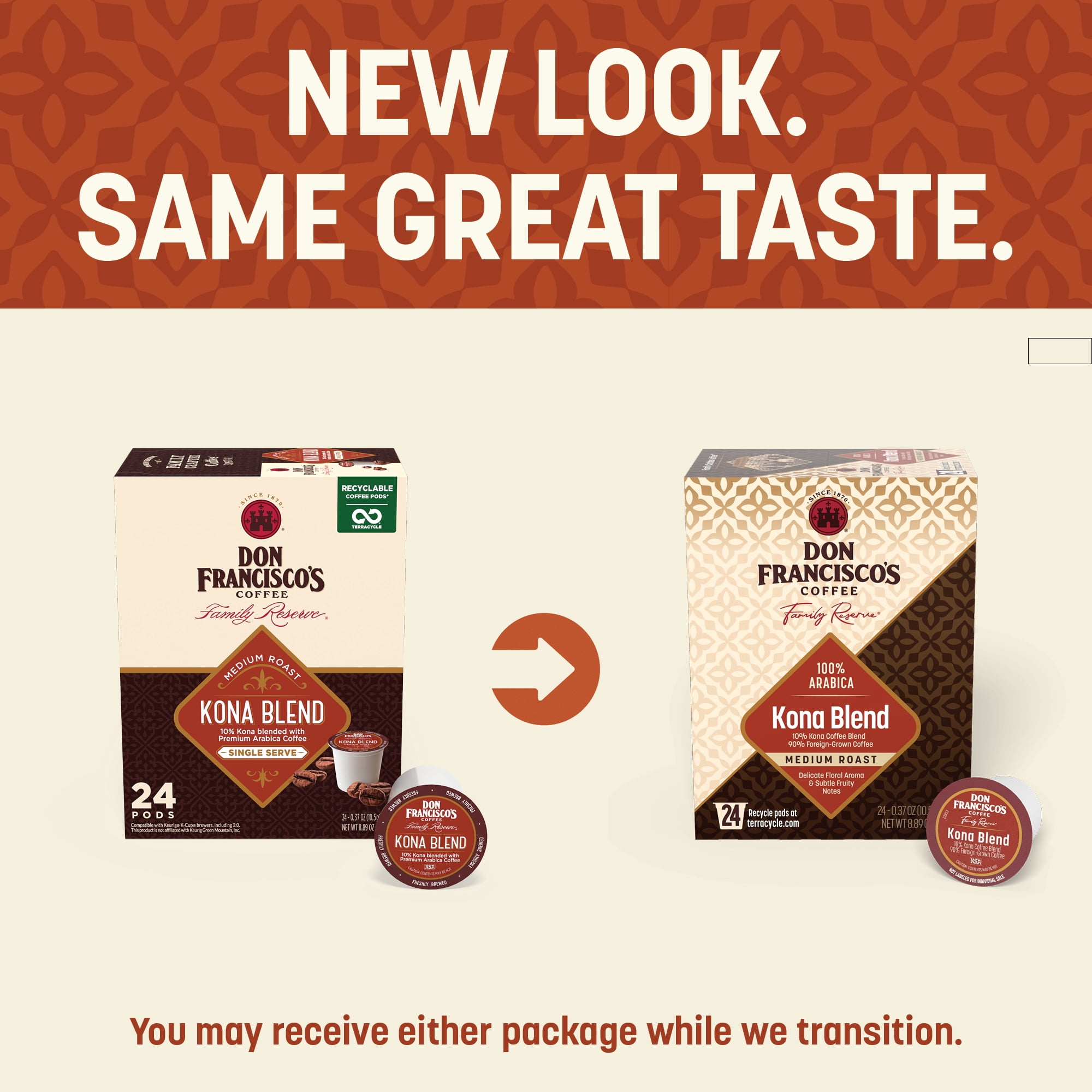 (3 pack) Don Francisco's Kona Blend Medium Roast K-Cup Coffee Pods, 24 Count, Compatible with Keurig Brewers, Recyclable Through TerraCycle