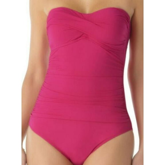 Anne Cole BERRY Twist-Front Ruched One-Piece Swimsuit, US 16