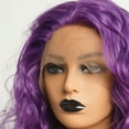 thumbnail image 4 of Unique Bargains Lace Front Wigs for Women 14" Purple Medium Long Fluffy Curly Wavy with Wig Cap, 4 of 8